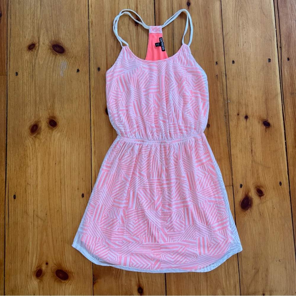 Express Pink Geometric Print Racerback Mini Dress XS - Picture 2 of 9